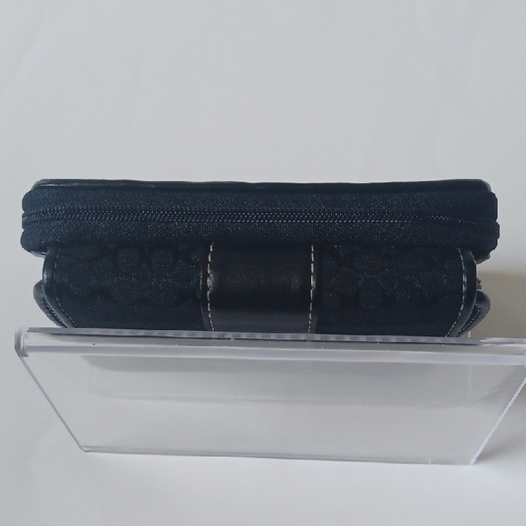 Coach Black and Silver Compact Wallet with Flap Closure - Picture 10 of 12